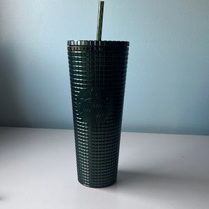 Dark Green Starbucks Grid Tumbler